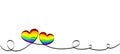 Calligraphy Rainbow Heart Ribbon on White background. LGBT Pride Month. Lesbian, gay, bisexual, transgender love symbols