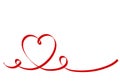 Calligraphy Red Heart Ribbon on White, Vector Stock Illustration