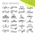 Calligraphy scroll elements. Decorative retro flourish swirled vector elements for letters, simple swirling decors