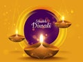 Calligraphy of Shubh Diwali in circular purple bokeh effect on yellow background.