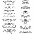Calligraphy swirl doodle border vector set