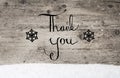 Calligraphy Thank You, Rustic Wooden Background, Snow