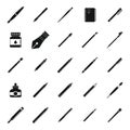 Calligraphy tools icons set simple vector. Paint nib Royalty Free Stock Photo