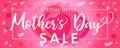 Happy Mother`s Day elegant lettering and pink hearts sale banner