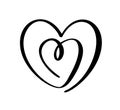 Calligraphy vector two Heart love sign. Romantic Hand drawn icon of valentine day. Concepn symbol for t-shirt, greeting card, Royalty Free Stock Photo