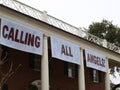 Calling All Angels Sign Hung on A Greek Chapter Royalty Free Stock Photo