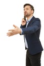 Calling businessman. He is angry at someone. Royalty Free Stock Photo