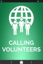 Calling Volunteers text with icons on green screen Royalty Free Stock Photo