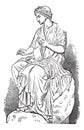 Calliope, Muse of Epic Poetry, vintage engraved illustration