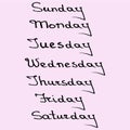 Callygraphic names of days of the week