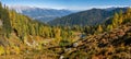 Calm autumn Alps mountain lake with clear transparent water and reflections. Untersee lake, Reiteralm, Steiermark, Austria