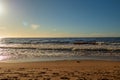 Calm Baltic sea seashore beach background in golden hour Royalty Free Stock Photo