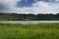 Calm beautiful landscape Blue Lake or Lagoa Azul in Sete Cidades Sao Miguel Azores island Portugal Royalty Free Stock Photo