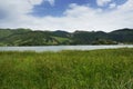 Calm beautiful landscape Blue Lake or Lagoa Azul in Sete Cidades Sao Miguel Azores island Portugal Royalty Free Stock Photo