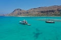 Calm blue sea on a sunny day. Yachts with turists are sailing on Libian sea . Royalty Free Stock Photo