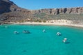 Calm blue sea on a sunny day. Yachts with turists are sailing on Libian sea . Royalty Free Stock Photo