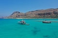 Yachts with turists are sailing on Libian sea,Picture from side view Royalty Free Stock Photo