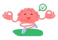 Calm brain meditation to relax balance or mental wellness tiny person concept. Organ character with