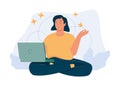 Calm business woman. Businesswoman meditating and relaxing in lotus position meditation and yoga in