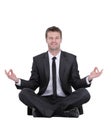 Closeup of attractive young man meditating isolated on white Royalty Free Stock Photo