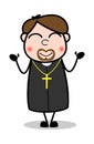 Calm - Cartoon Priest Religious Vector Illustration