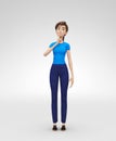 Calm and Cautious Jenny - 3D Cartoon Female Character Model - Asks To Keep Secret or Stay Quiet