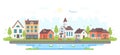 Calm city life - modern flat design style vector illustration Royalty Free Stock Photo