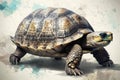 A calm and easygoing turtle basking on a rock. Generative AI