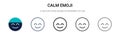 Calm emoji icon in filled, thin line, outline and stroke style. Vector illustration of two colored and black calm emoji vector