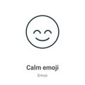 Calm emoji outline vector icon. Thin line black calm emoji icon, flat vector simple element illustration from editable emoji
