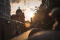 Calm, empty Gdansk old town harobour at the sunrise Royalty Free Stock Photo