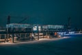 Calm evening ambiance as people enjoy the city waterfront. Jan 12 2024