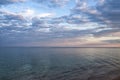 Calm evening morning sea with beautiful clouds.