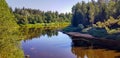 Calm flow of the Gauja river among dense forests