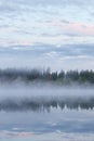 Calm foggy lake scape summer night