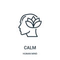 calm icon vector from human mind collection. Thin line calm outline icon vector illustration. Linear symbol for use on web and