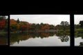 Calm lake autumn foliage frame Royalty Free Stock Photo