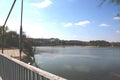 Calm lake blue sky in summer Royalty Free Stock Photo