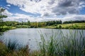 Calm lake during summers day Royalty Free Stock Photo