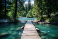 Calm lake with tree surrounded by mountains in evening Royalty Free Stock Photo