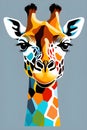 Calm looking giraffe with bright eyes generated by ai