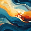 Calm And Meditative Abstract Ocean Scene With Vibrant Illustrations