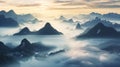 calm misty mountain landscape