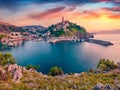 Calm morning cityscape of Vrbnik town.