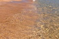 Calm morning sea beach with small waves with foam and clear water Royalty Free Stock Photo