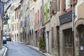 Calm narrow street of the medieval town of Villefranche de Conflent in France.