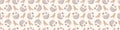 Calm newborn baby minimal bird seamless border pattern. Gender neutral scandi style sketch endless background ribbon