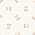 Calm newborn minimal cherry seamless pattern. Gender neutral baby nursery decor background. Scandi style sketch