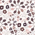 Calm newborn minimal floral seamless pattern. Gender neutral baby nursery decor background. Scandi style sketch