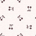 Calm newborn minimal seamless cherry pattern. Gender neutral baby nursery decor background. Scandi style sketch